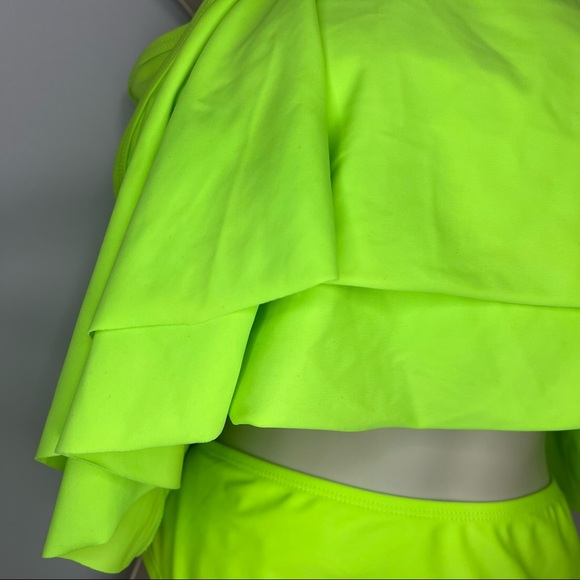 Tempt me women two piece neon green bikini swimsuit - Picture 3 of 7